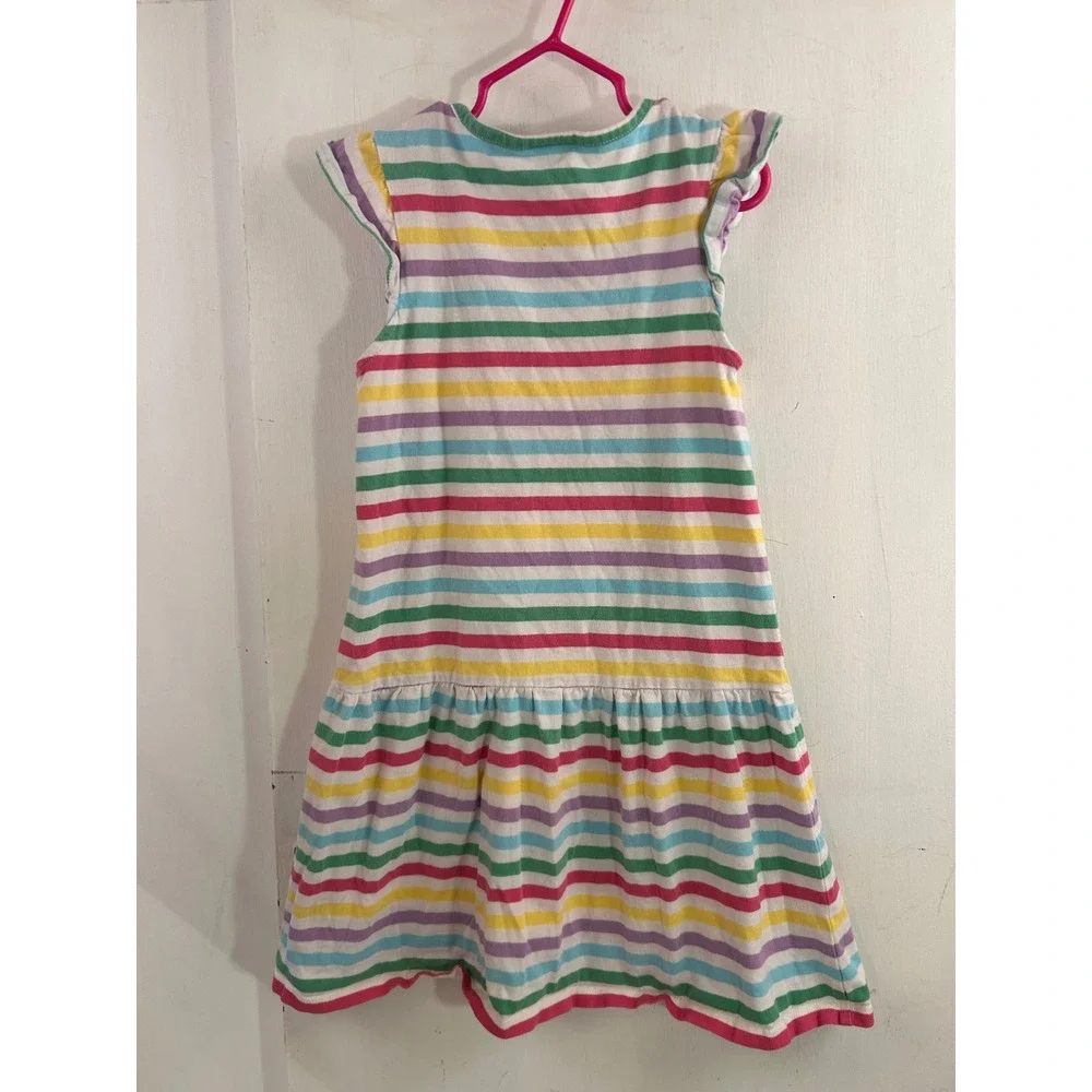 Gymboree Stripe Dress Size 7 Multi Color Flutter Sleeve Drop Waist Girls